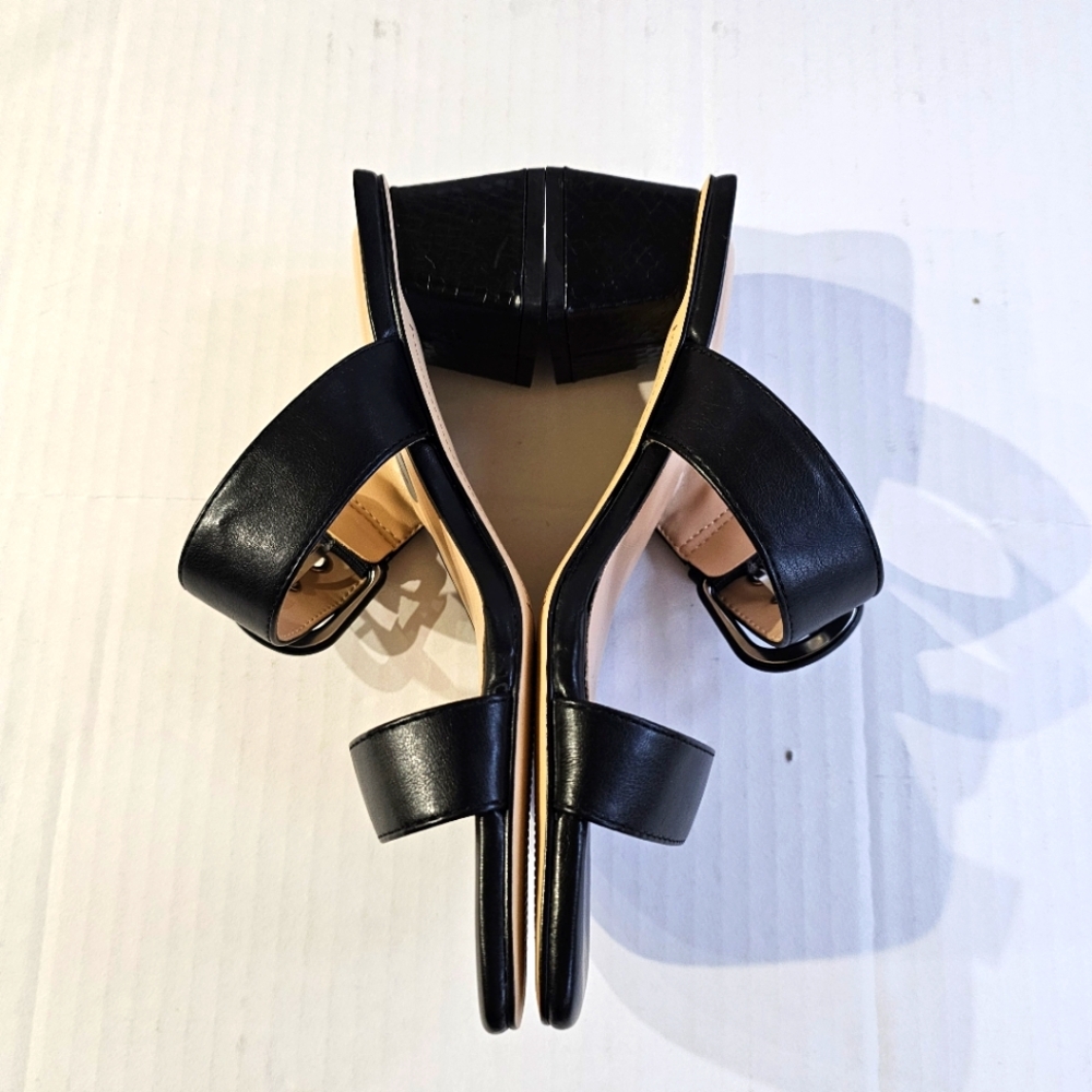 Bandolino black open toe sandals size 7 slides buckle strap square toe NWOT - Picture 5 of 12